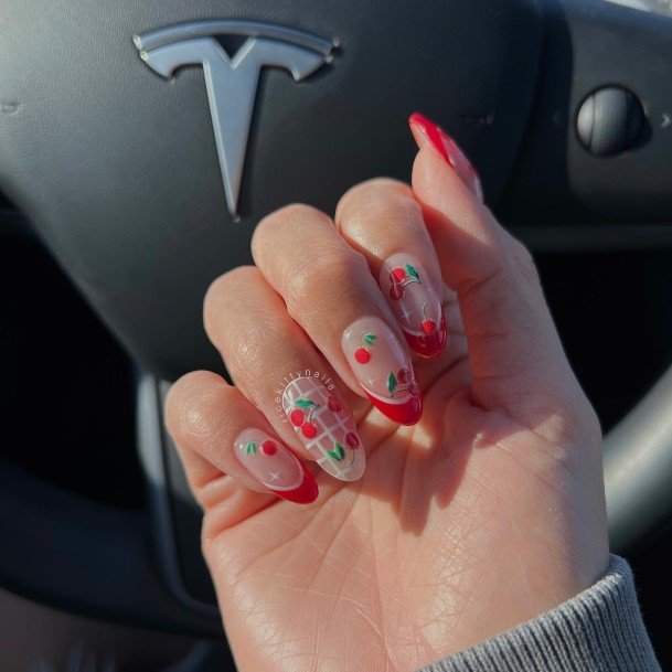 Nice Red French Tip Nails For Women