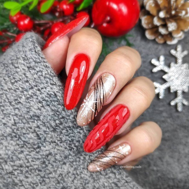 Nice Red Glitter Nails For Women