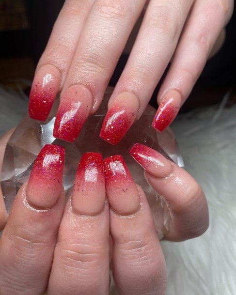 Nice Red Ombre Nails For Women