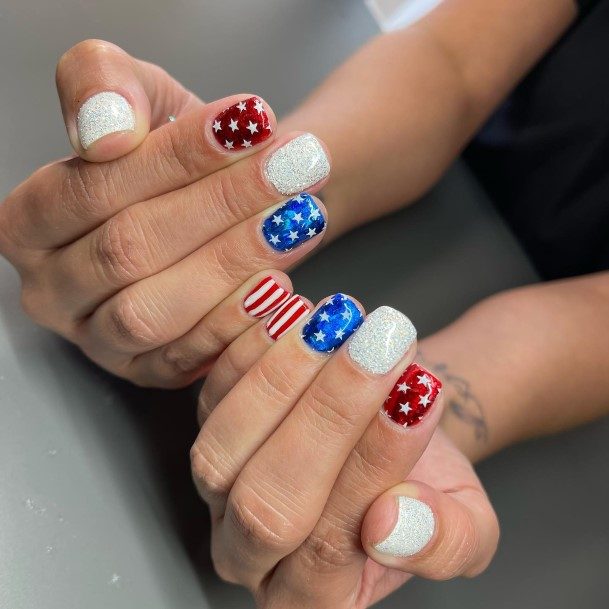 Nice Red White And Blue Nails For Women