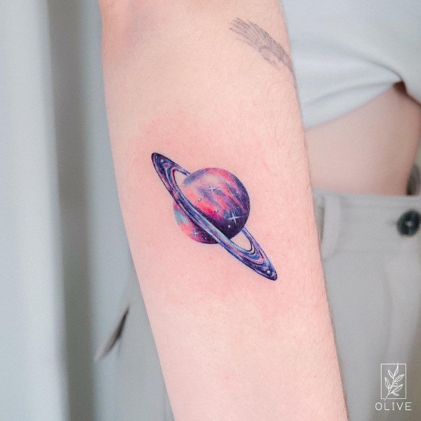 Nice Saturn Tattoos For Women