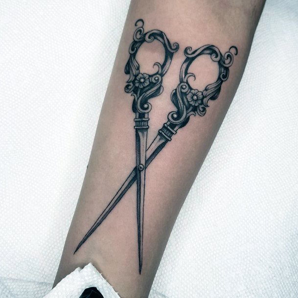 Nice Scissors Tattoos For Women