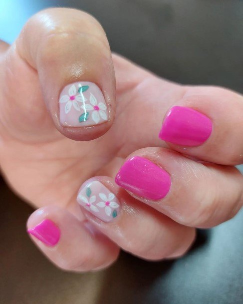 Nice Short Pink And White Nails For Women