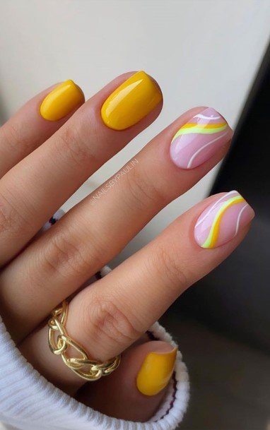 Nice Short Yellow Nails For Women