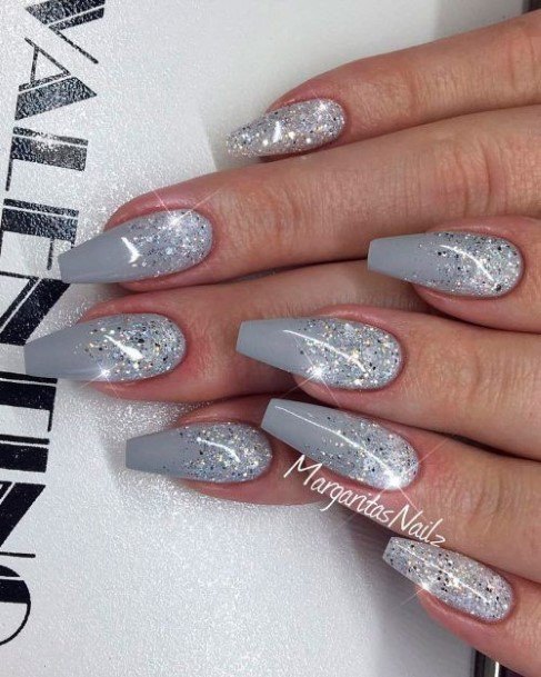 Nice Silver Ombre Nails For Women