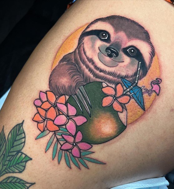 Nice Sloth Tattoos For Women