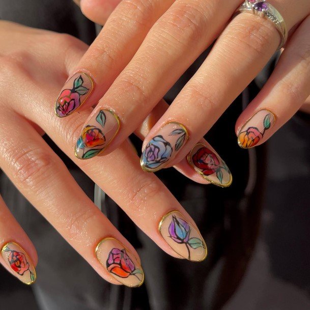 Nice Stained Glass Nails For Women