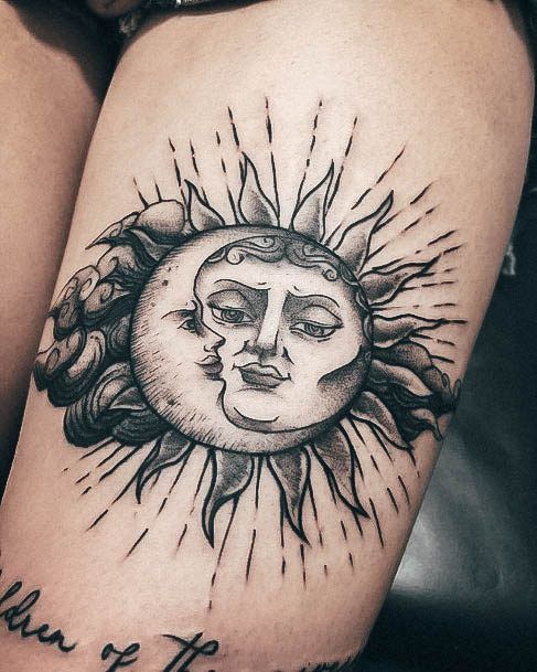 Nice Sun And Moon Tattoos For Women