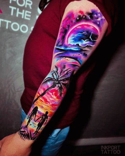 Nice Sunset Sunrise Tattoos For Women