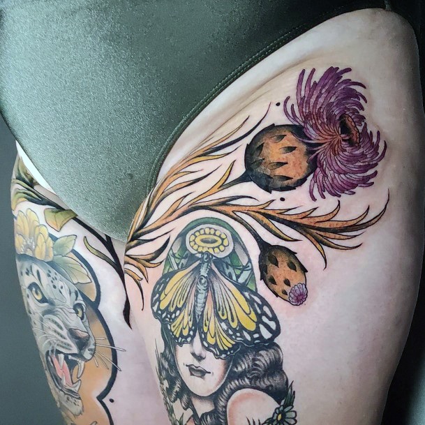 Nice Thistle Tattoos For Women