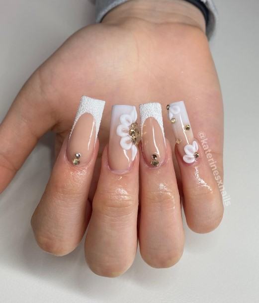 Nice White And Nude Nails For Women