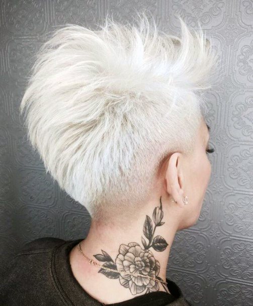 Nice White Tapered Haircut For Older Ladies With Edgy Personalities