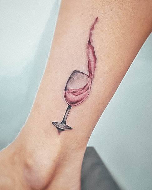 Nice Wine Glass Tattoos For Women