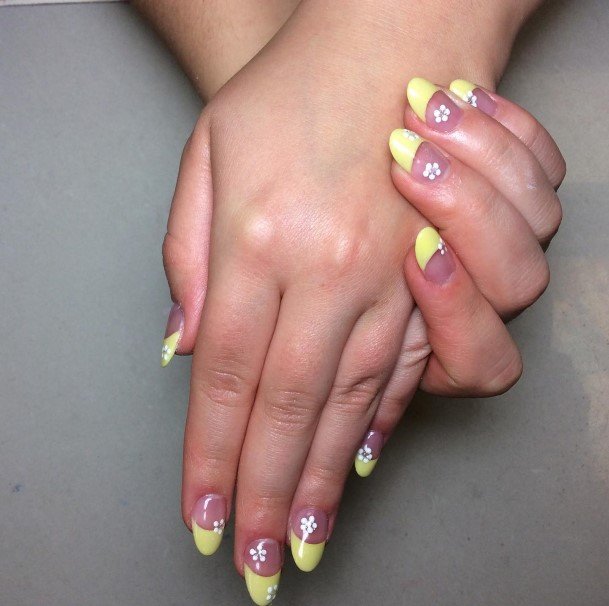 Nice Yellow And Pink Nails For Women