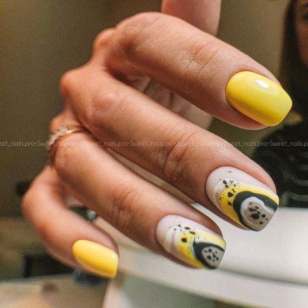 Nice Yellow Square Nails For Women