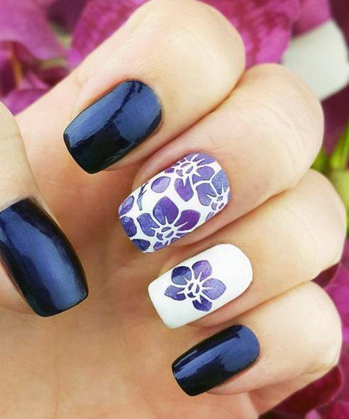 Night And Day Orchids Nail Design