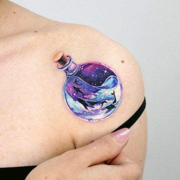 Night Sky Female Tattoo Designs