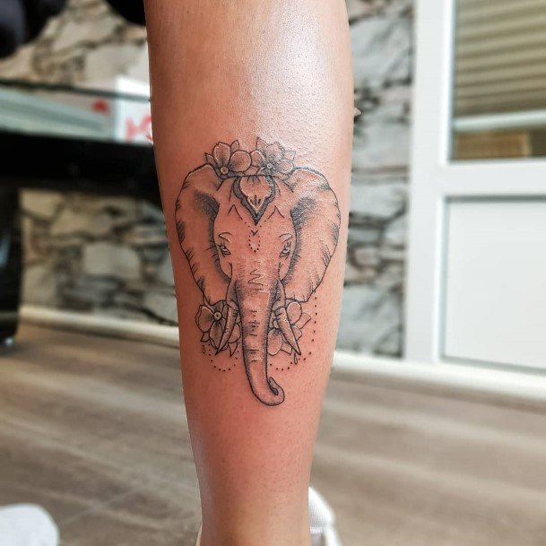 Noble Elephant Tattoo Womens Calves