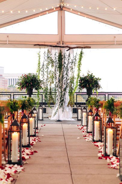 November Wedding Flowers And White Candles