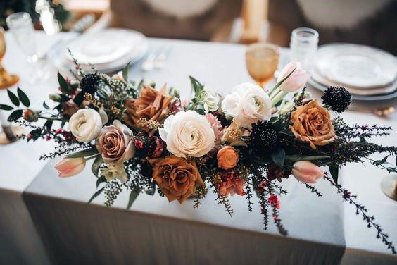 November Wedding Flowers On Table