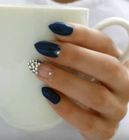 Nude Blue Nails Almond For Women