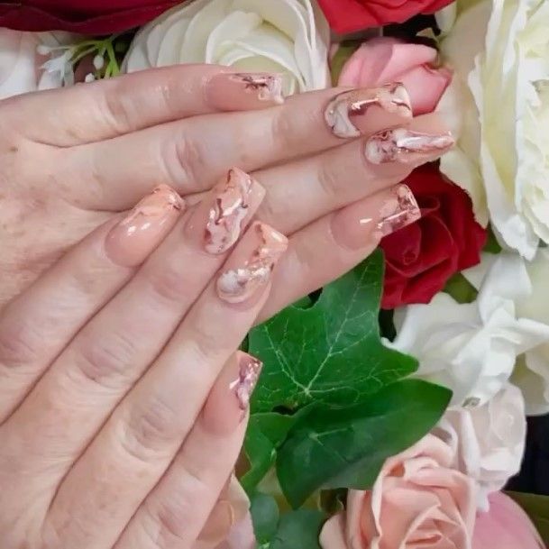 Nude Marble Nail For Ladies