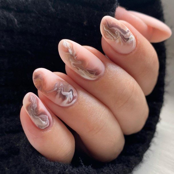 Nude Marble Nails For Girls