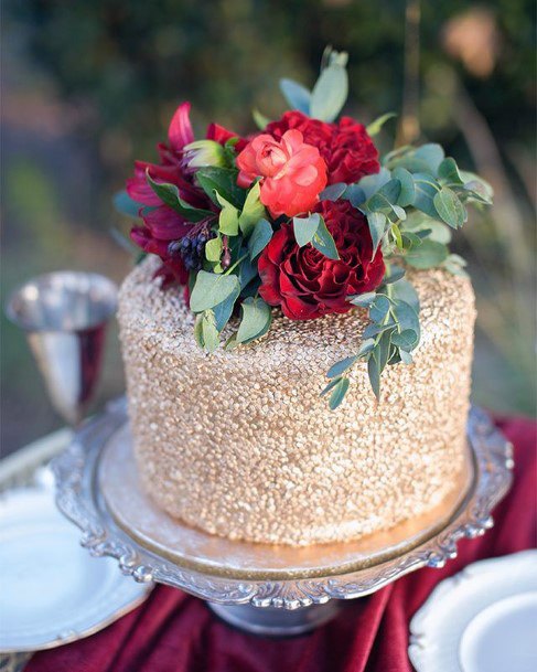 Nuts And Roses Red Velvet Wedding Cake