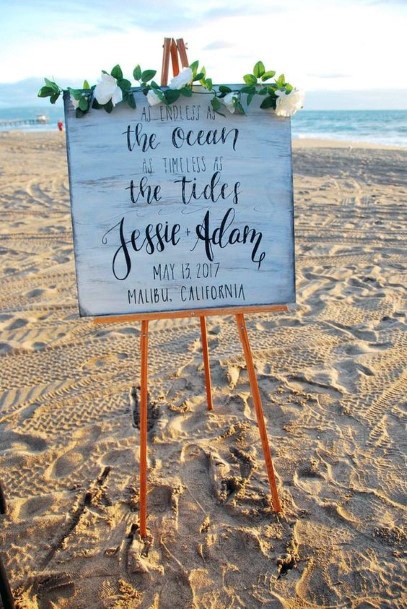 Ocean And Tides Themed Welcome Sign Beach Wedding Ideas