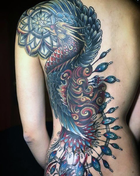 Olive Green Themed Phoenix Tattoo For Women