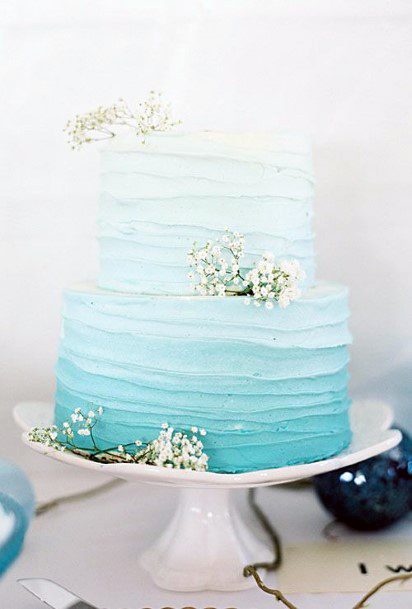 Ombre Aqua Blue Cake Frosting Beach Wedding Ideas