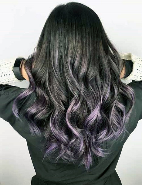 Ombre Black To Violet Swirls On Long Haired Female