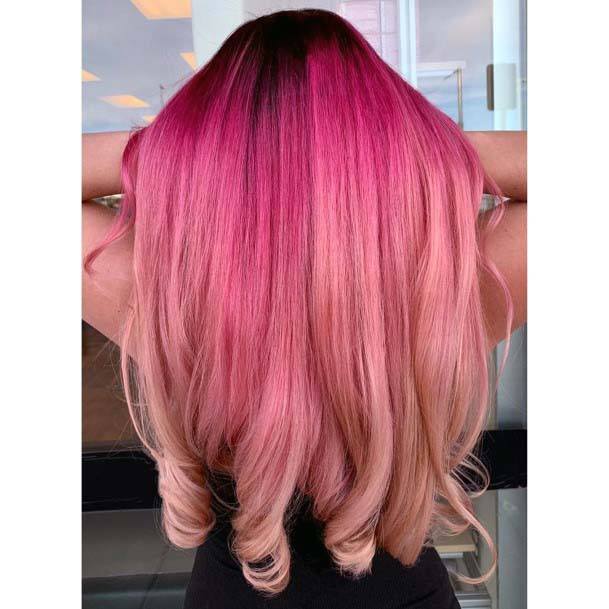 Ombre Long Pink Hair For Women In The Spring Season