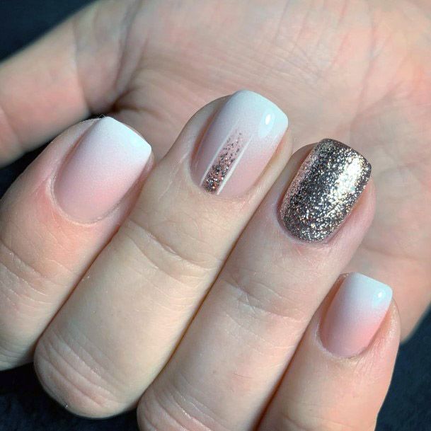 Ombre Nude Nails With Golden Glitter