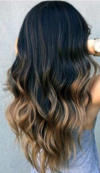 Ombre On Long Slick Shiny Hair And Wavy Curls