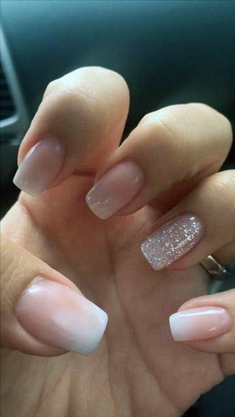 Ombre With Sparkles Nude Nails