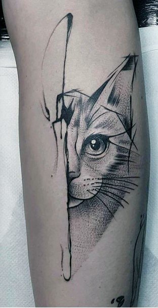 One Sided Cat Tattoo For Women