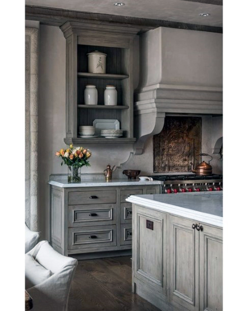 Open Shelving Grey Kitchen Cabinet Ideas