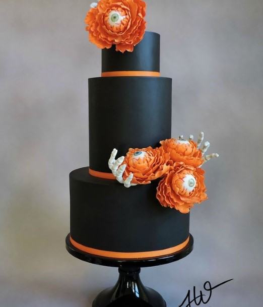 Orange And Black Halloween Wedding Cakes