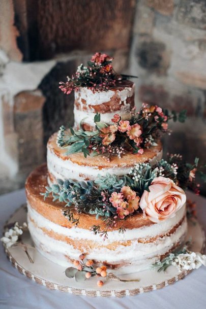 Orange And Green Rustic Wedding Cake