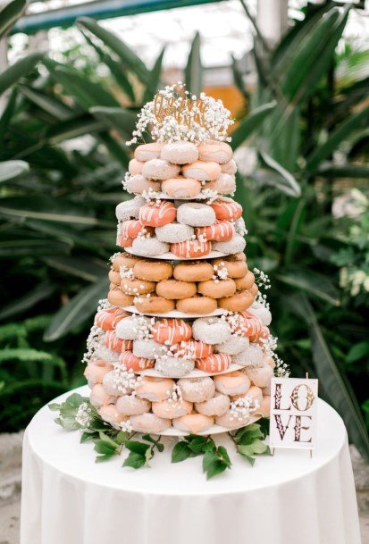 Orange And Pink Donut Wedding Cake