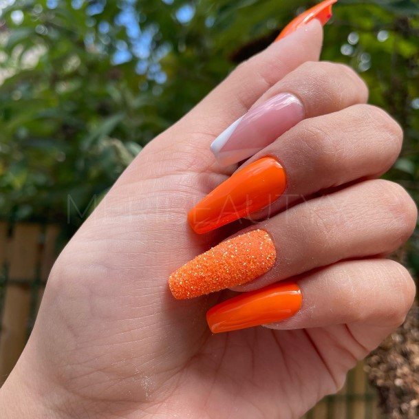 Orange And White Female Nail Designs
