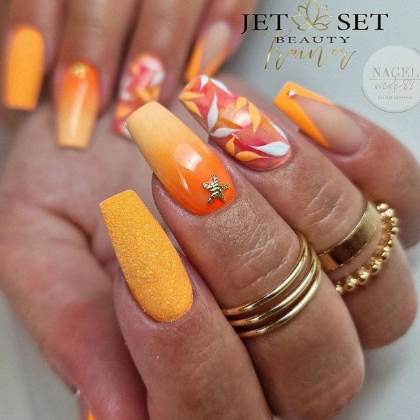 Orange And White Nail Design Inspiration For Women