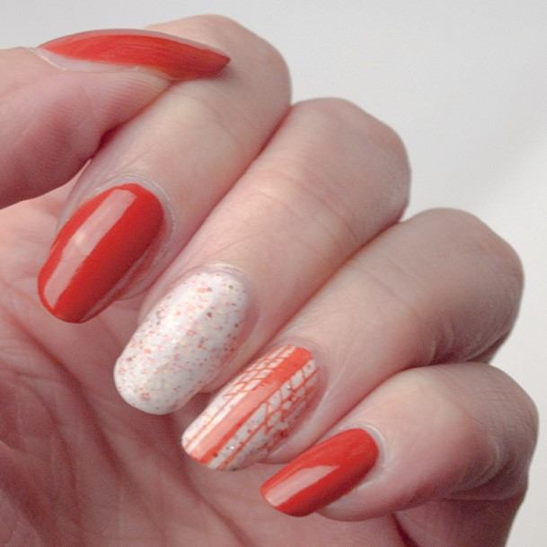 Orange And White Nail Feminine Designs