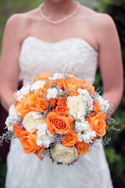 Orange And White Rose Wedding Bouquet