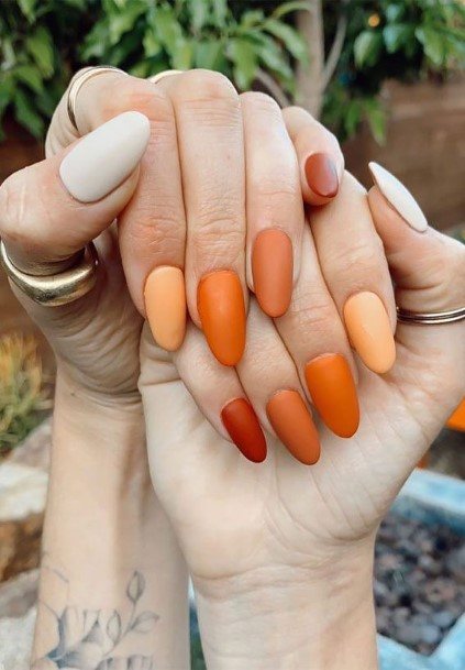 Orange And White Womens Nail Ideas