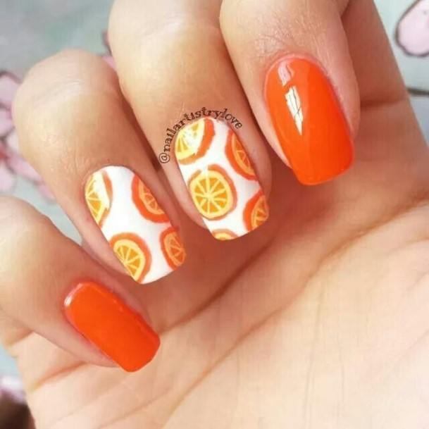 Orange And Whiteic Womens Orange And White Nail Designs