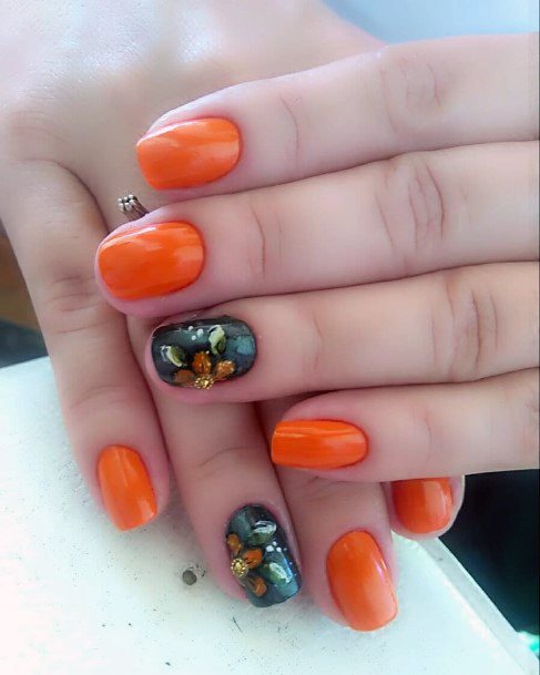 Orange Black Bling Nail Decoration