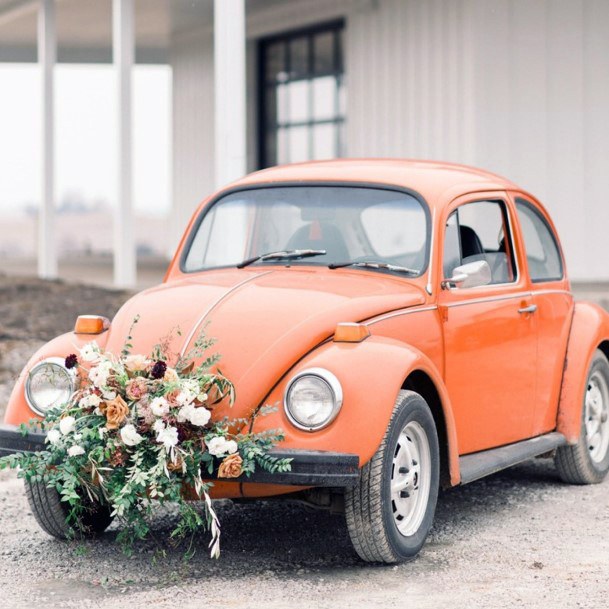 Orange Car With Flowers Car Decorations