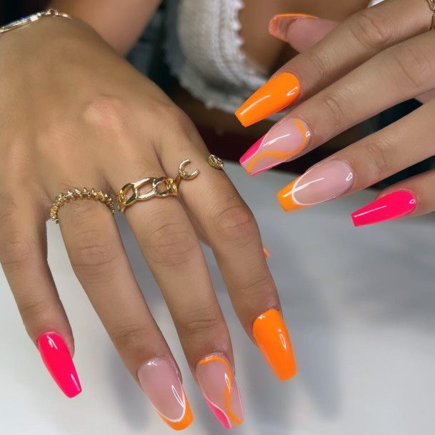 Orange Dress Nails Feminine Ideas